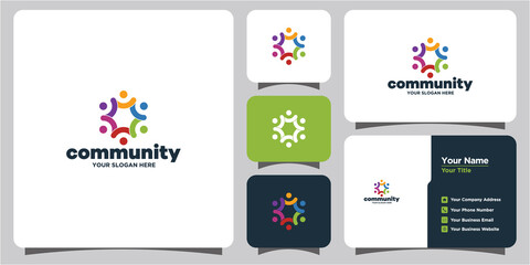 Creative colorful social group logo set