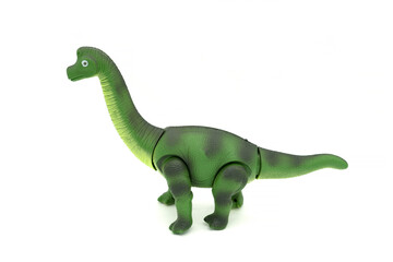 Plastic dinosaur toy isolated on white background