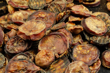 Helpful treats for pets. Pieces of Dried bovine testicles.