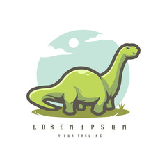 Dinosaur cartoon character logo mascot design illustration