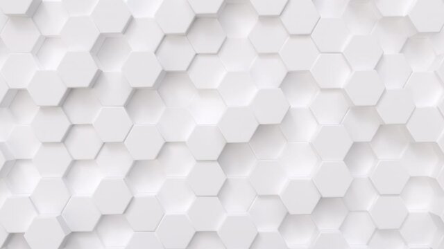 Hexagon Moving Wall -White- 3D motion Graphics- Seamless Loop