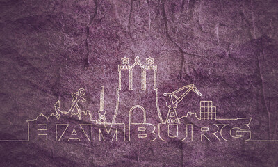 Fototapeta premium Hamburg city concept. Stone material grunge texture