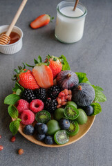 Healthy and delicious snacks / Mixed Berries Fruit Platter / For a complete balance diet of nutritious benefits ideal for busy working people