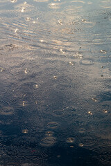 Texture Water surface with a gradient pattern from the rain falling on the water surface and reflecting the sunlight to see a beautiful pattern in summer.