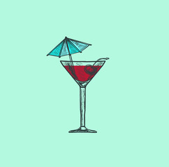 beautiful bright color cocktail illustration on background
