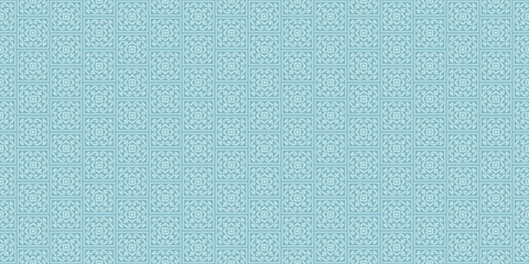Background pattern with ornament from decorative tiles on a light blue background, retro. Great for postcards, covers, wallpapers. Seamless pattern, texture for your design. Vector image 