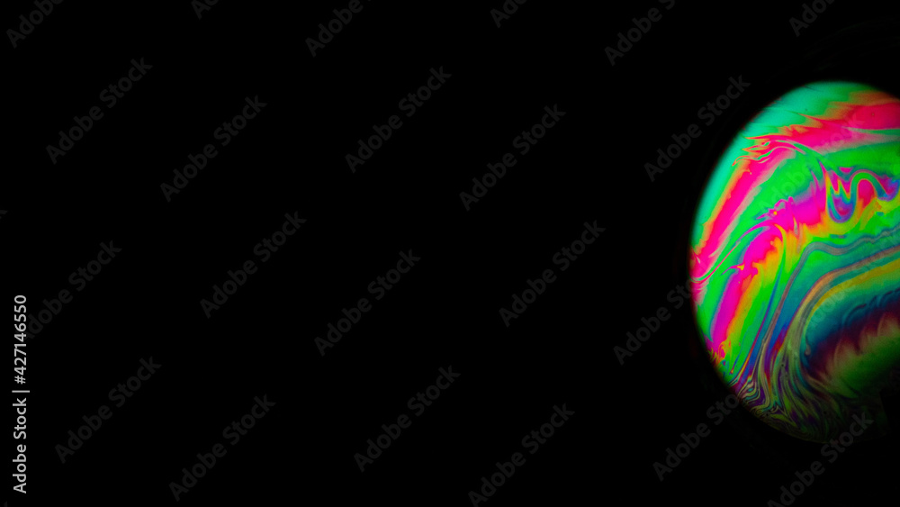 Wall mural bubble macro. abstract galaxy background with globe planet earth in universe space with sunlight on 
