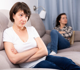 Home quarrel between friends woman. High quality photo