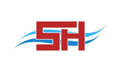 SH alphabet with water vector logo