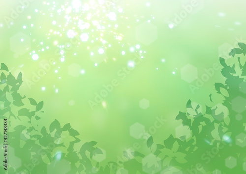 新緑 緑 葉 木漏れ日 光 キラキラ 背景 フレーム イラスト Wall Mural Necology 新緑 緑 葉 木漏れ日 光 キラキラ 背景 フレーム イラスト Wall Mural Necology