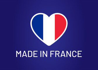 Made in france symbol colored heart shape vector.
