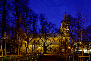Fototapeta premium Lund, Sweden The Lund Cathedral at night.