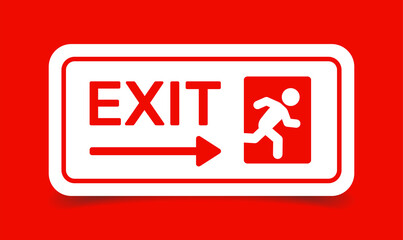 Emergency exit right with directional arrow right sign.
