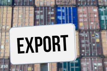 Obraz premium Container im Hafen und Tafel Export