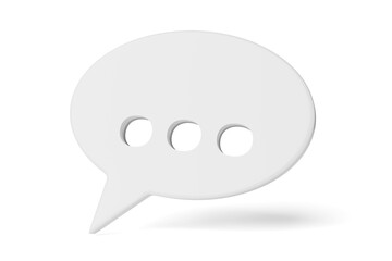 Speech bubble with ellipsis isolated on white. 3D rendering.