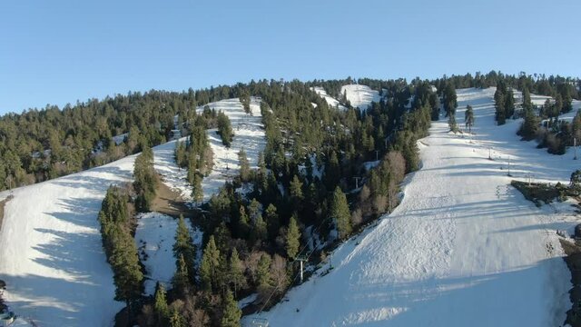 Big Bear Ski Resort Aerial Shot San Bernardino Mountains Ascend California USA