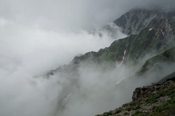北アルプス登山、白馬岳の登山風景