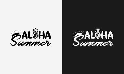 Aloha summer ,hello summer calligraphy, hand drawn lettering illustration vector