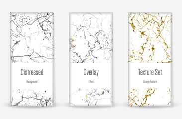 Distress Grunge Texture Set. Scratched Dirt Print.