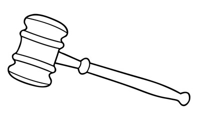 judge's hammer line vector illustration