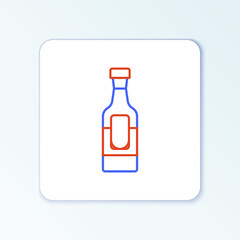 Line Wine bottle icon isolated on white background. Colorful outline concept. Vector