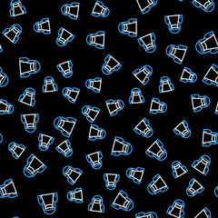 Line Muslim woman in niqab icon isolated seamless pattern on black background. Vector