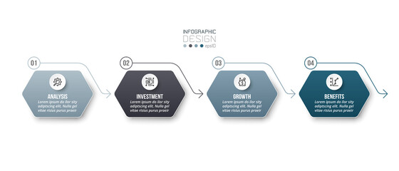 Naklejka premium Infographic business template with step or option design.