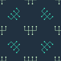 Green and beige Gear shifter icon isolated seamless pattern on blue background. Transmission icon. Vector