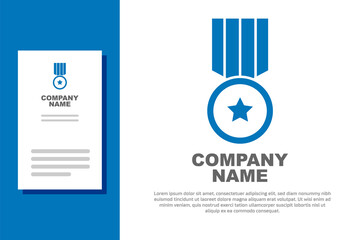 Blue Medal icon isolated on white background. Winner achievement sign. Award medal. Logo design template element. Vector