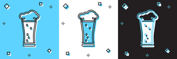 Set Glass of beer icon isolated on blue and white, black background. Vector