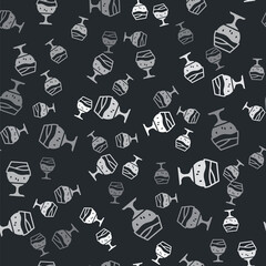 Grey Glass of beer icon isolated seamless pattern on black background. Vector