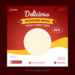 Delicious weekend menu social media promotion template