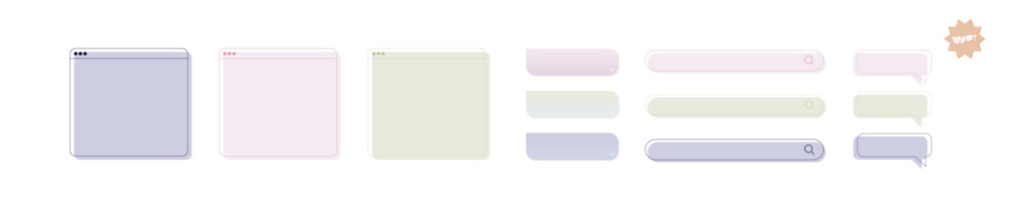 Set of internet elements pastel color (vector)
