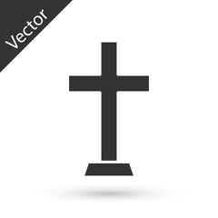 Grey Christian cross icon isolated on white background. Church cross. Vector