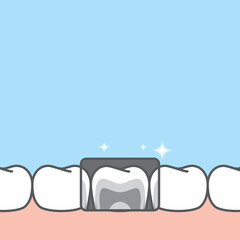 Blank banner lower x-ray healthy hygiene teeth illustration vector design on blue background. Dental care concept.