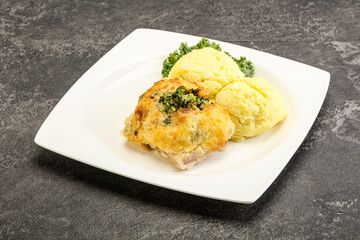Roasted pangasius fillet with mashed potato