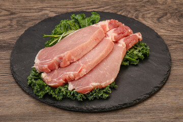 Raw pork steak for cooking