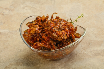 Canned anchovy in tomato sauce
