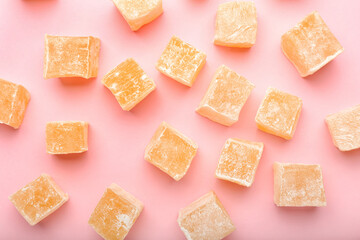Turkish delight on color background