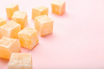 Turkish delight on color background