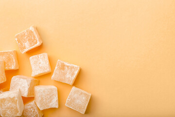 Turkish delight on color background