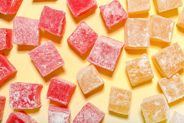 Turkish delight on color background