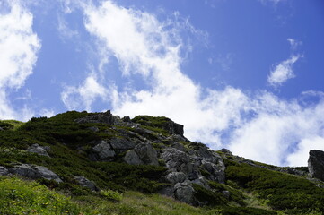 Fototapeta na wymiar 立山から剱岳への登山風景