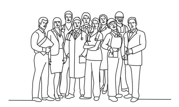 Group of people of different professions.