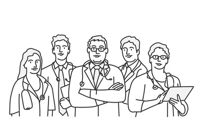 Group of doctors. Successful team of professionals. 