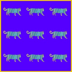 Walking cats, silhouette of cat, bright abstraction