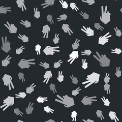 Grey Baseball glove icon isolated seamless pattern on black background. Vector