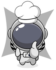astronaut chef mascot character cartoon illustration thumbs up