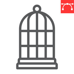 Birdcage line icon, pet shop and freedom, cage vector icon, vector graphics, editable stroke outline sign, eps 10.