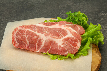 Raw pork meat neck steack